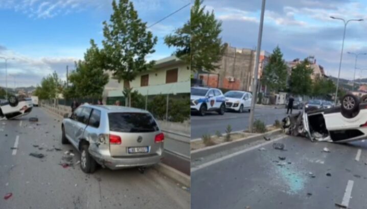 Aksident TR0NDITES në vend! Makina përmbyset në mes të rrugës, bab e bir raportohet të…