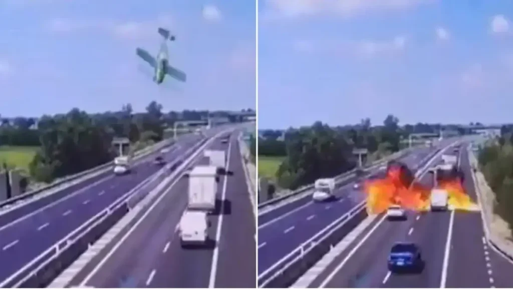 Video tronditëse, avioni rrëzohet në mes të autostradës në Itali, dy të vd*kur